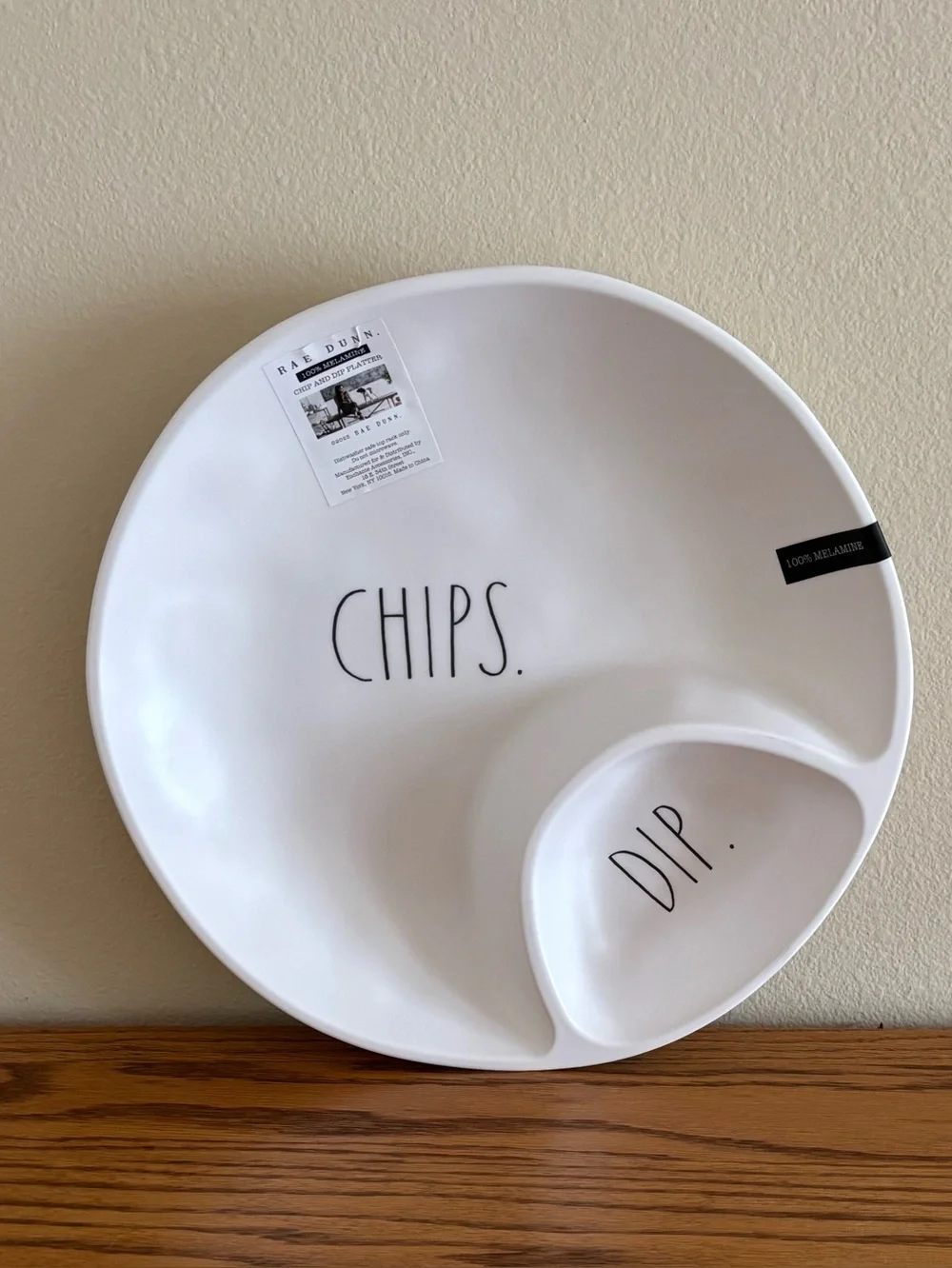 Rae Dunn White 'Chips & Dip' Melamine Serving Platter
